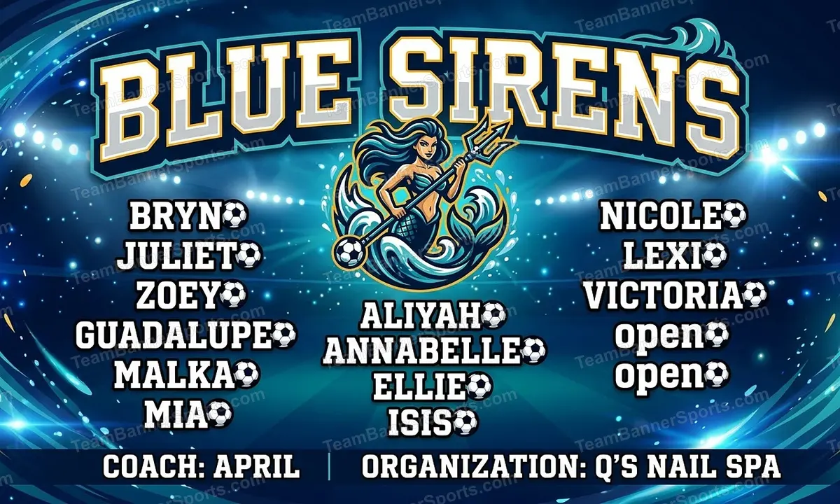 Blue Sirens soccer team banner created with AI