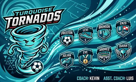 Turquoise Tornados Soccer AI image template