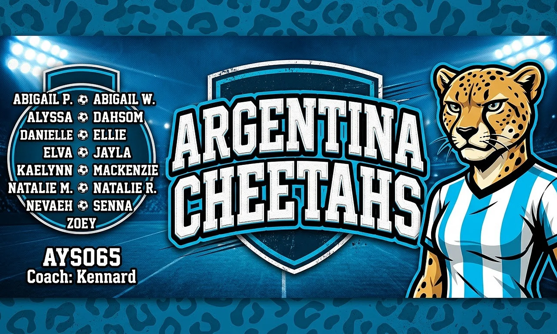 Argentina Cheetahs soccer team banner created with AI