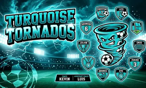 Turquoise Tornados Soccer AI image template