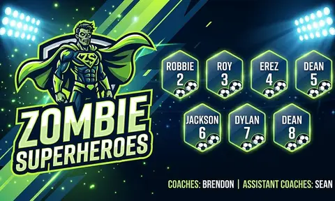 Zombie Superheroes Soccer AI image template