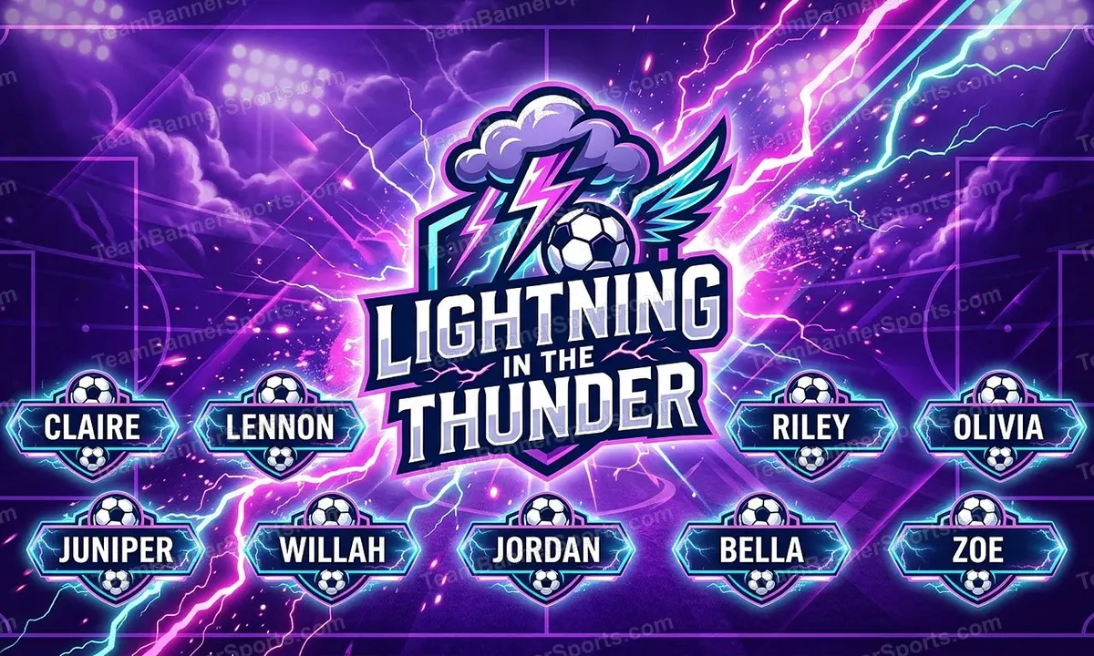 Lightning in the thunder soccer team banner created with AI