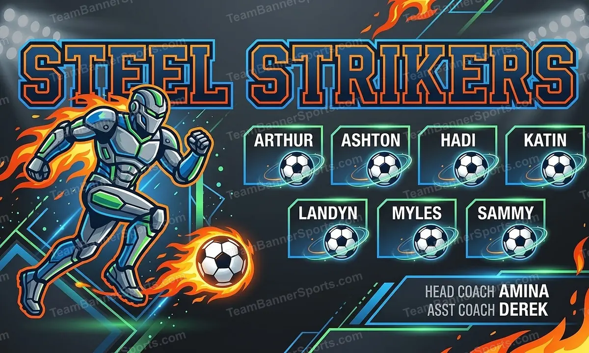 Steel Strikers soccer team banner created with AI