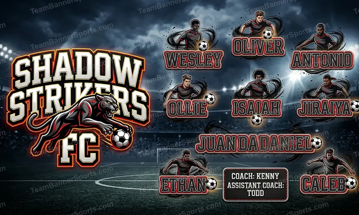 Shadow Strikers FC soccer team banner created with AI
