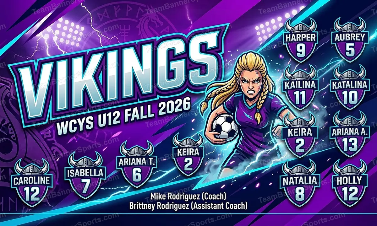 Vikings soccer team banner created with AI