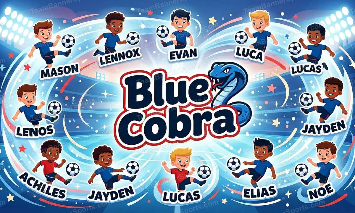 Blue Cobra soccer team banner created with AI