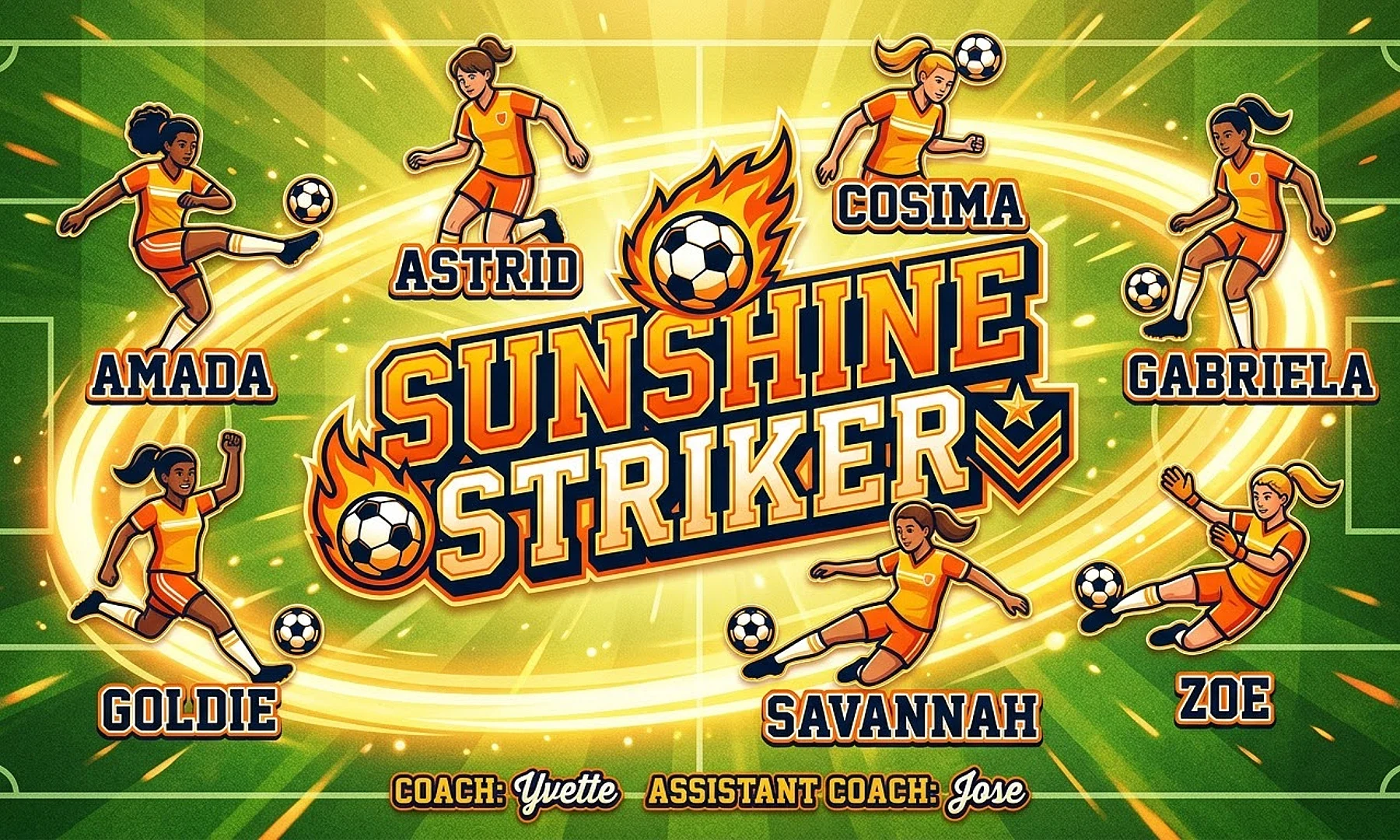Sunshine striker soccer team banner created with AI