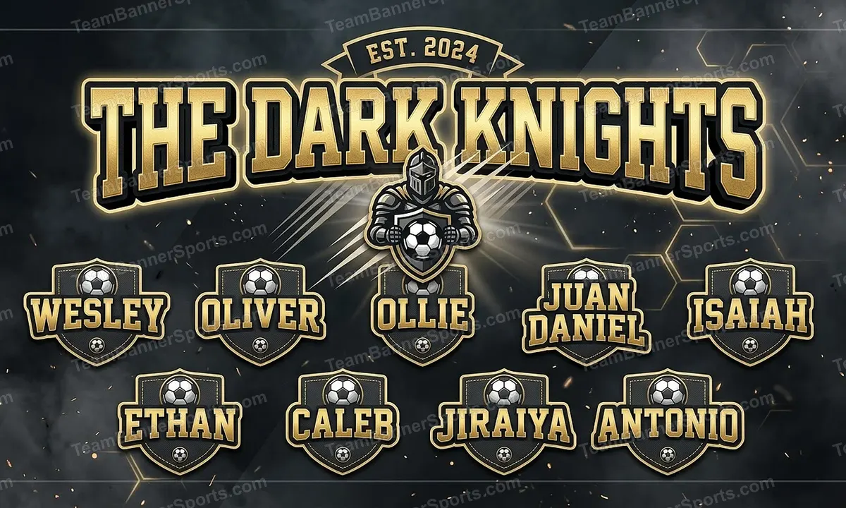The Dark Knights soccer team banner created with AI
