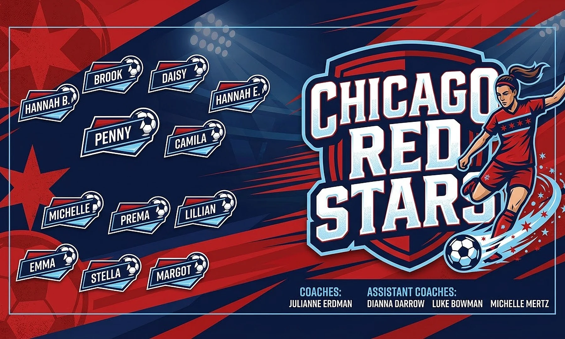 Chicago Red Stars soccer team banner created with AI