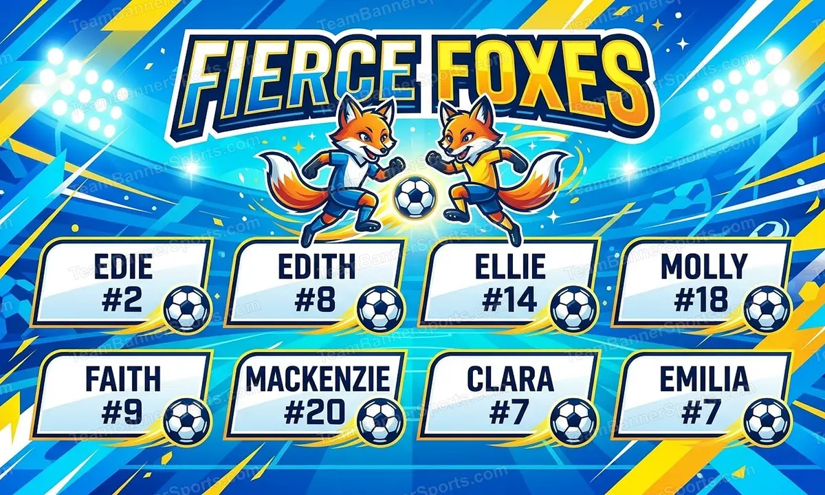 Fierce Foxes soccer team banner created with AI