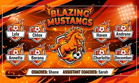 Blazing Mustangs Soccer AI image template