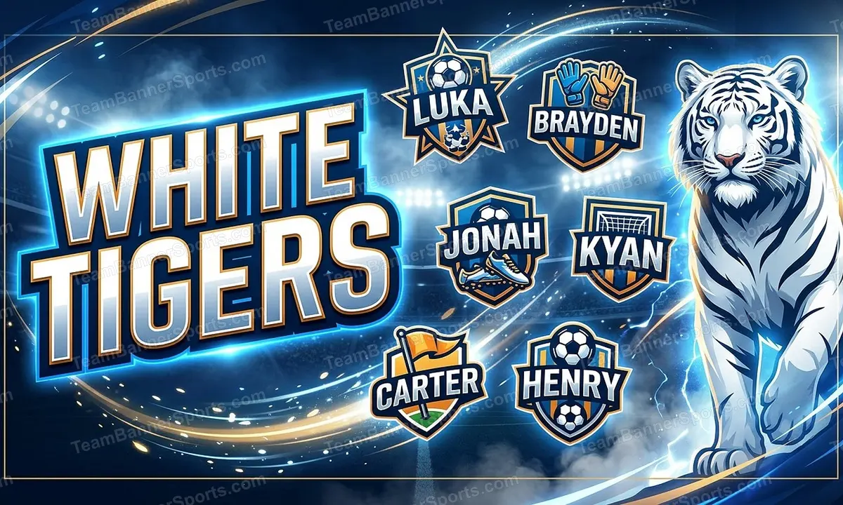 White Tigers soccer team banner created with AI