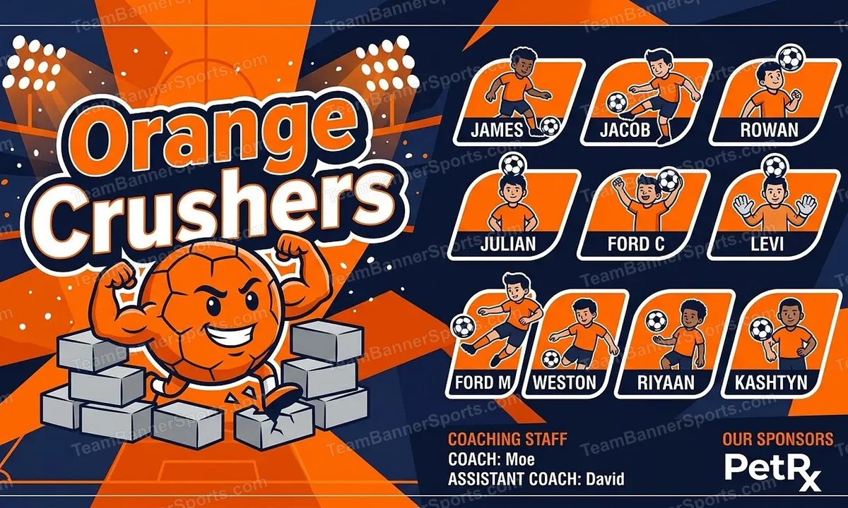 Orange Crushers soccer team banner created with AI