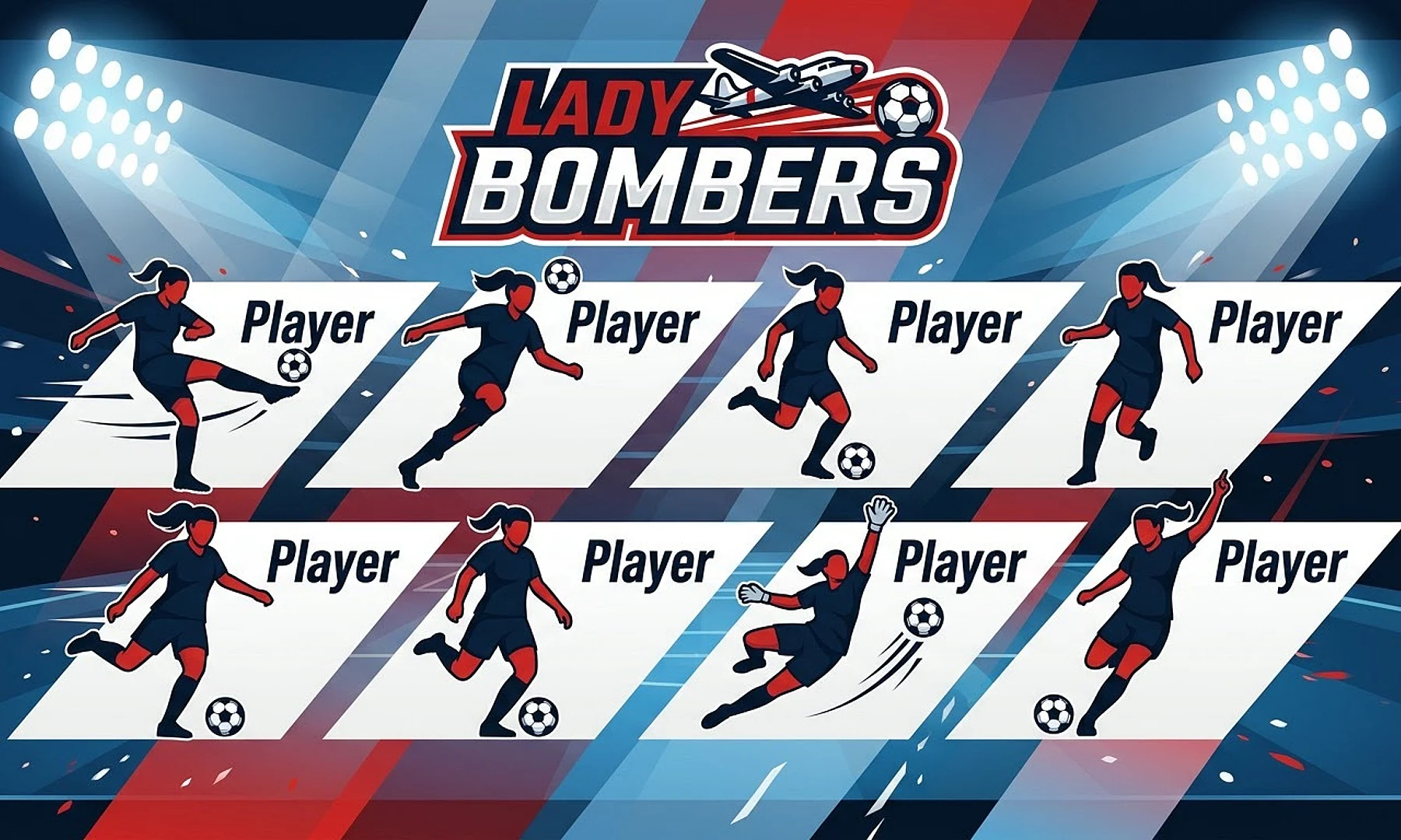 LADY BOMBERS soccer team banner created with AI