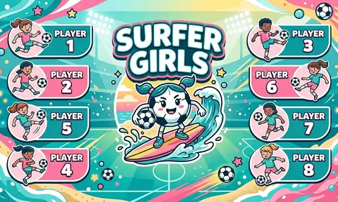 Surfer Girls Soccer AI image template