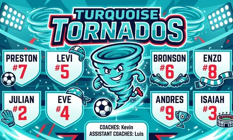 Turquoise Tornados Soccer AI image template