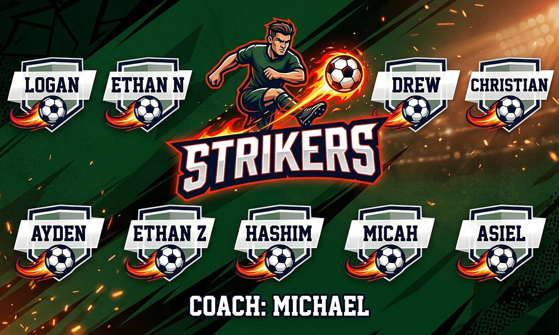 Strikers soccer team banner created with AI