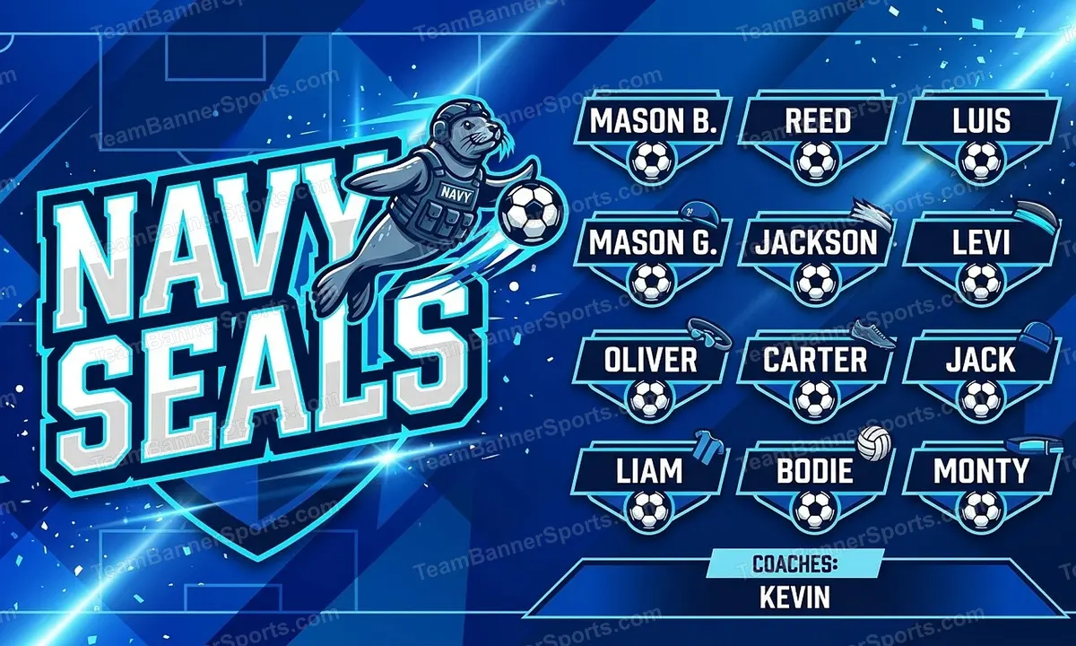 Navy Seals soccer team banner created with AI