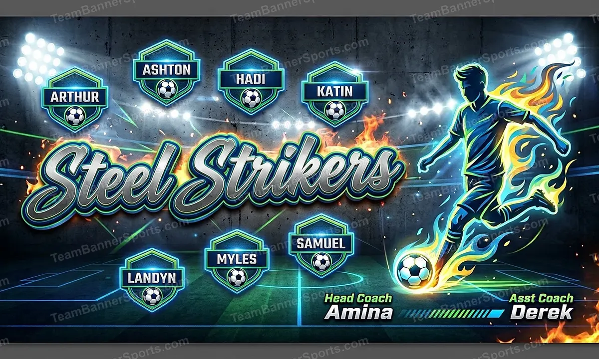 Steel Strikers soccer team banner created with AI