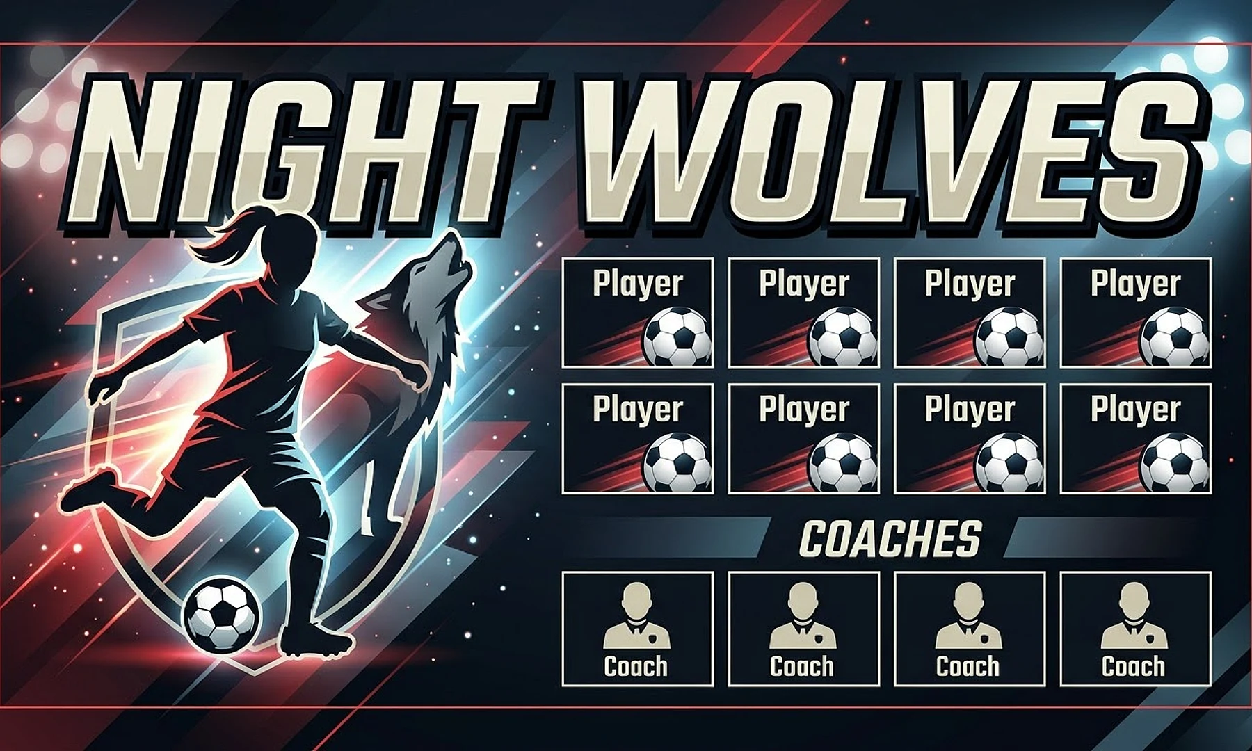 night wolves soccer team banner created with AI