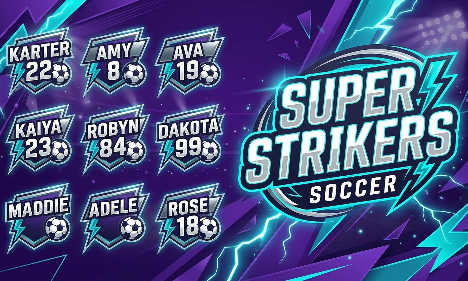 Super Strikers soccer team banner created with AI