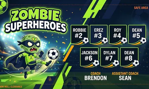 Zombie Superheroes Soccer AI image template