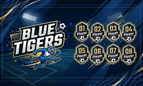 Blue Tigers Soccer AI image template