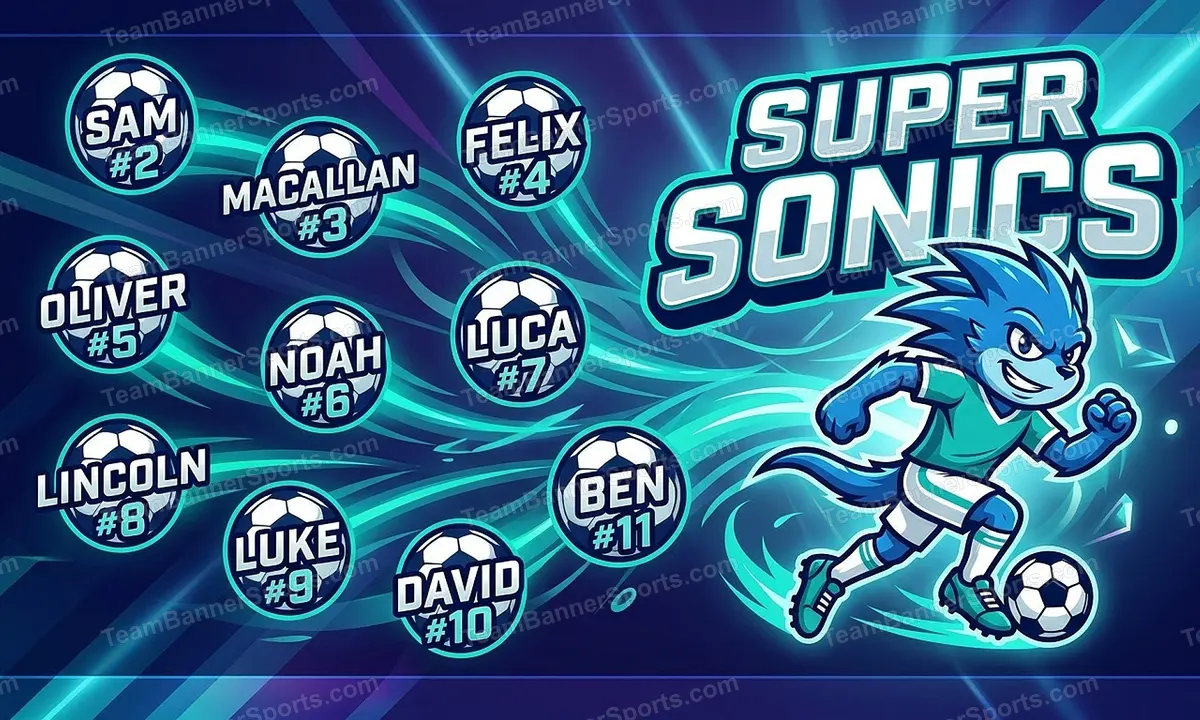 Super Sonics soccer team banner created with AI
