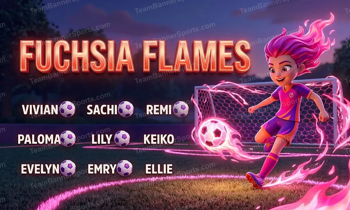 Fuchsia Flames soccer team banner created with AI