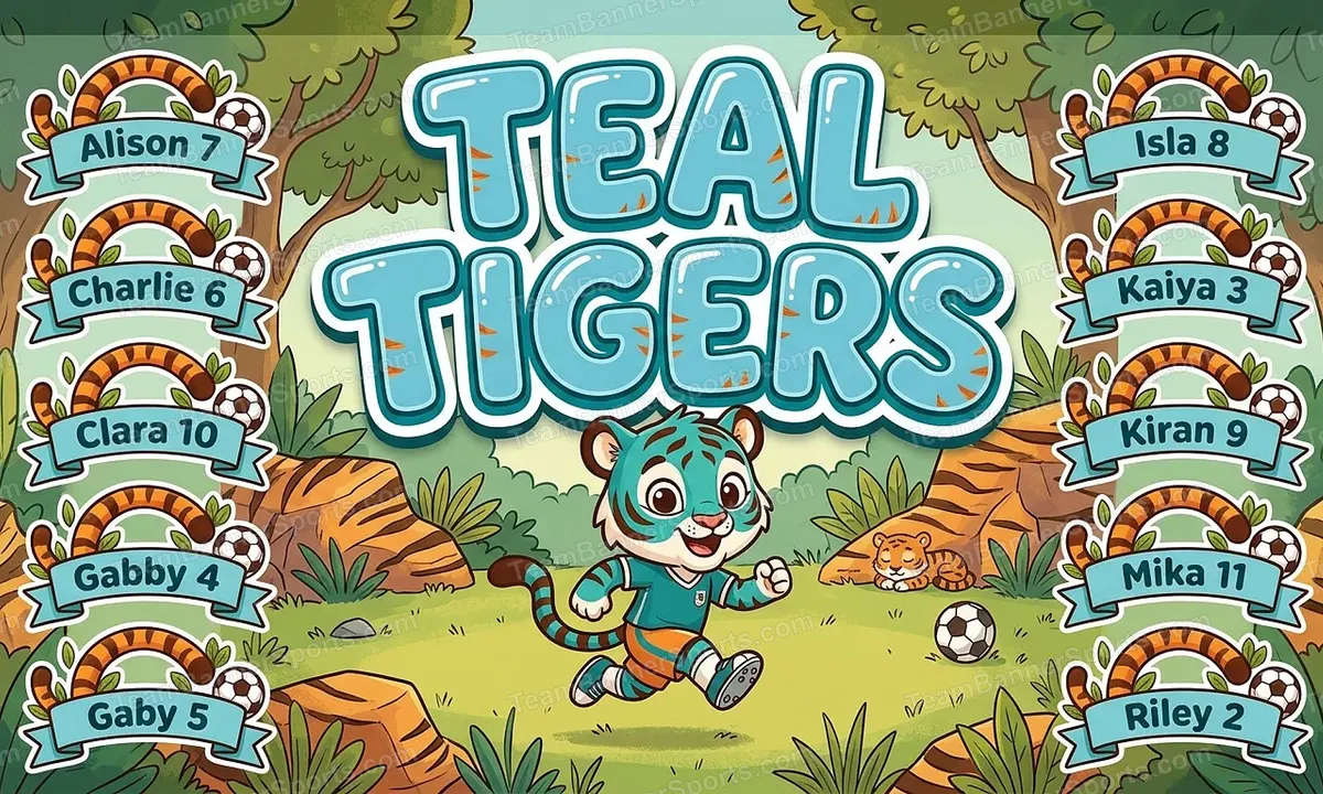 Teal Tigers soccer team banner created with AI