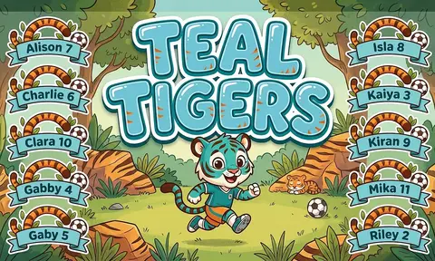 Teal Tigers Soccer AI image template