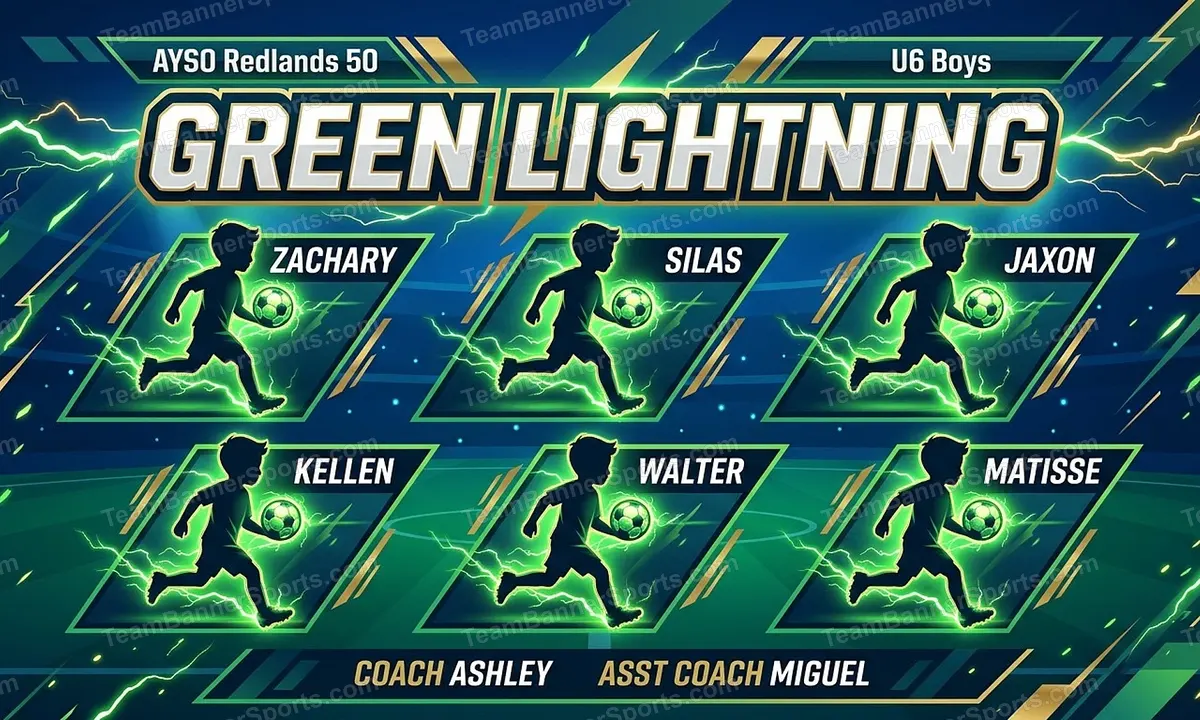 Green Lightning soccer team banner created with AI