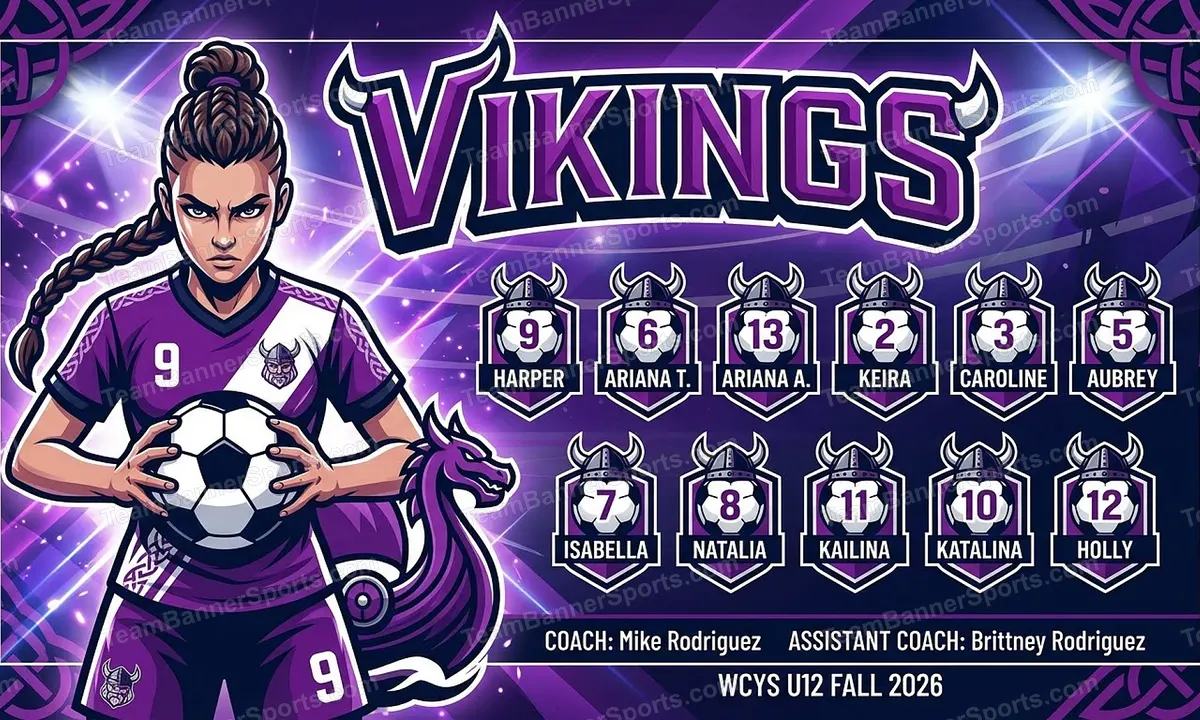 Vikings soccer team banner created with AI