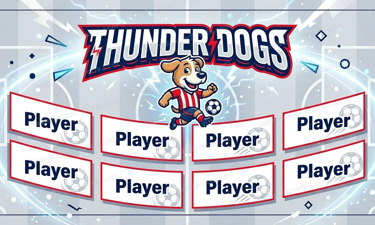 THUNDER DOGS soccer team banner created with AI