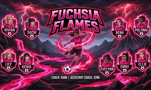 Fuchsia Flames Soccer AI image template