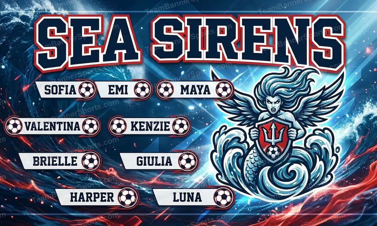 Sea Sirens soccer team banner created with AI