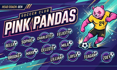 Pink Pandas Soccer AI image template