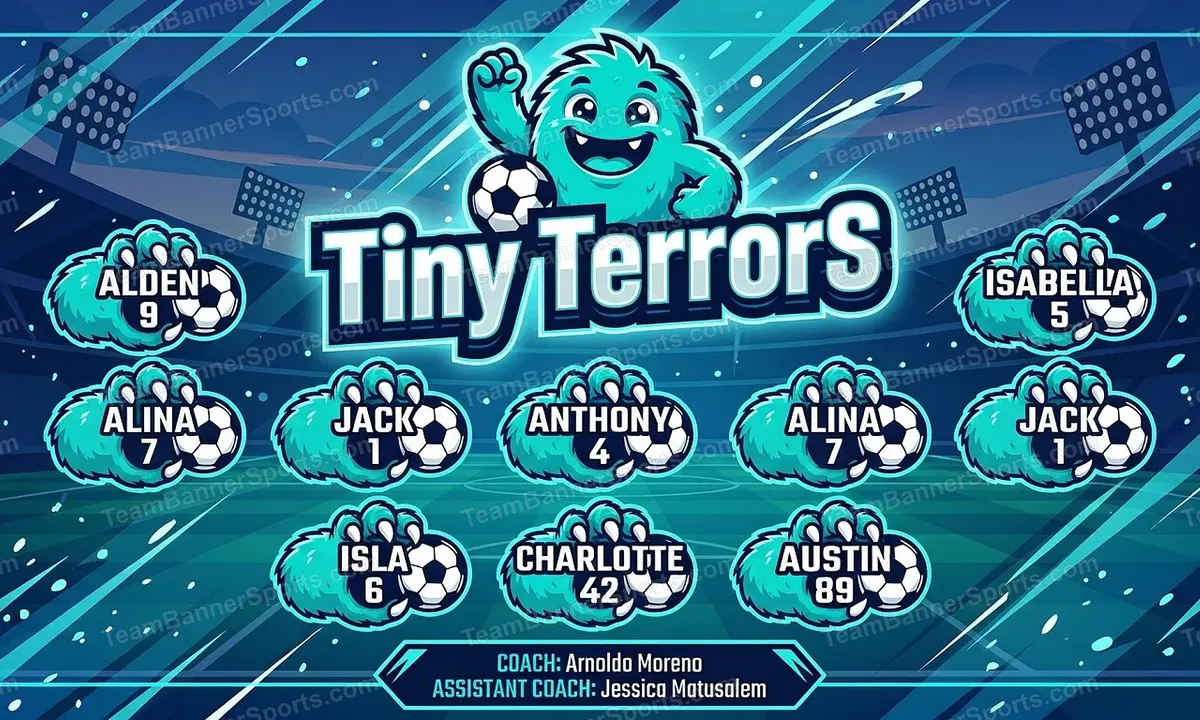 Tiny Terrors soccer team banner created with AI