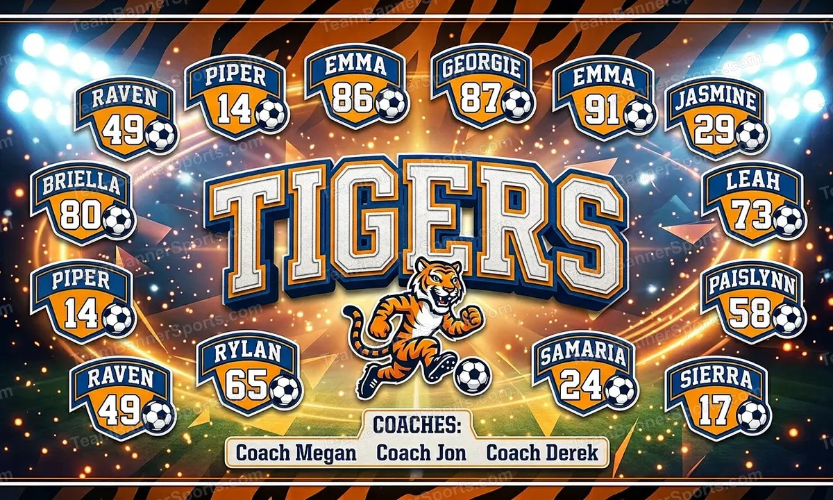 Tigers soccer team banner created with AI