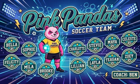 Pink Pandas Soccer AI image template