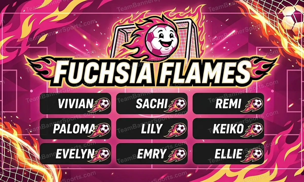 Fuchsia Flames soccer team banner created with AI