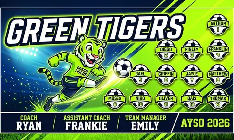 Green Tigers Soccer AI image template