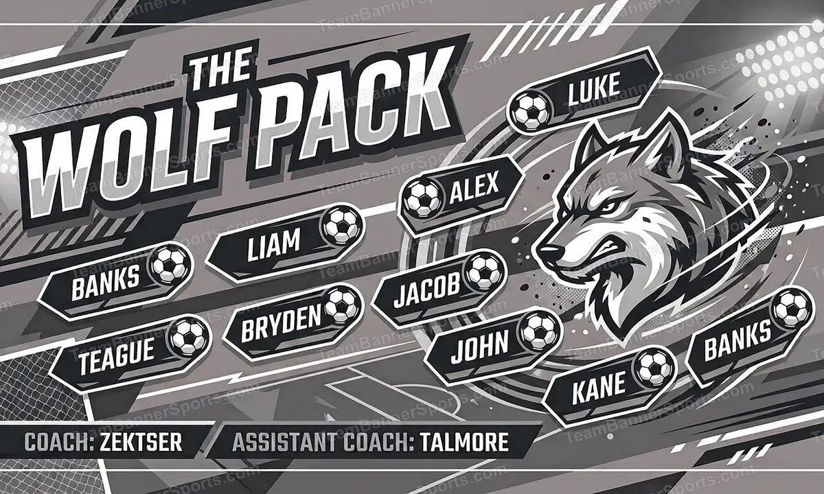 The Wolf Pack soccer team banner created with AI