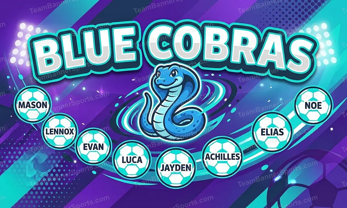 Blue Cobras soccer team banner created with AI