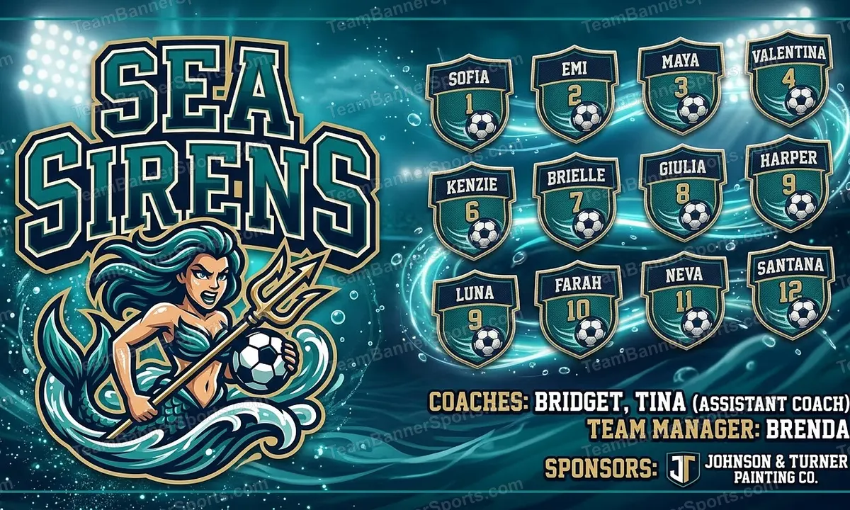 Sea Sirens soccer team banner created with AI