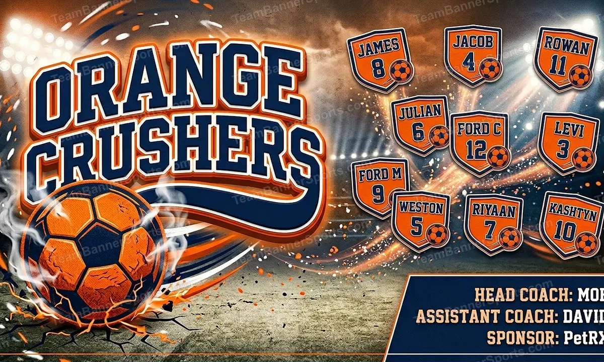 Orange Crushers soccer team banner created with AI