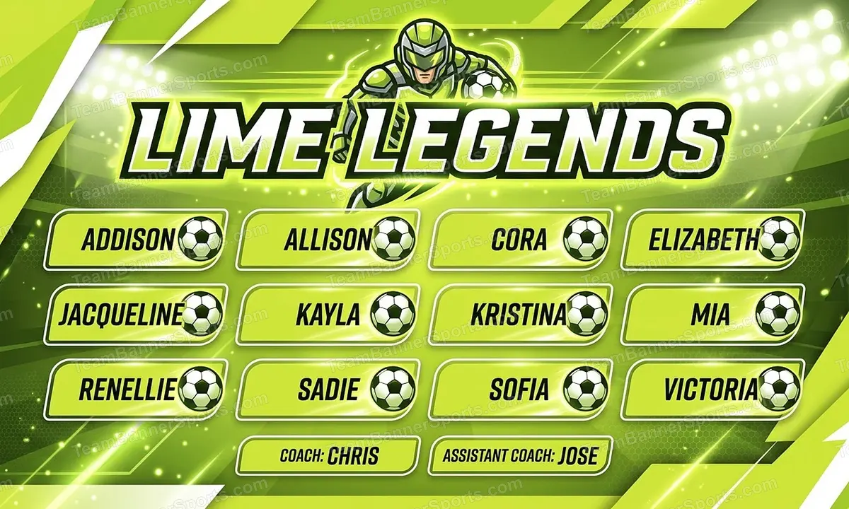 Lime Legends soccer team banner created with AI