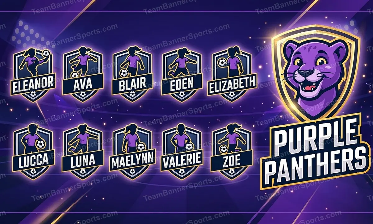 Purple Panthers soccer team banner created with AI