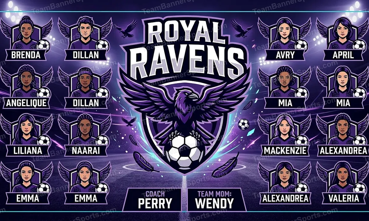 Royal Ravens soccer team banner created with AI