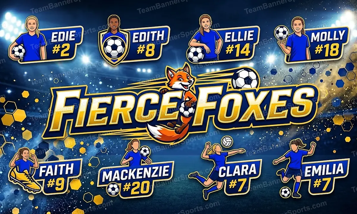 Fierce Foxes soccer team banner created with AI